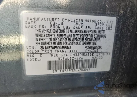 2013 Nissan Sentra S from USA, damaged, VIN 3N1AB7AP9DL696047